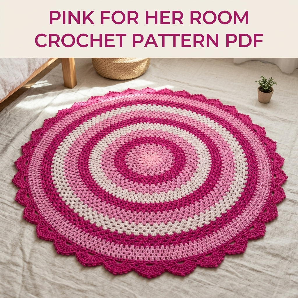 Pink Granny Round Rug Crochet Pattern PDF – Easy Round Granny Rug