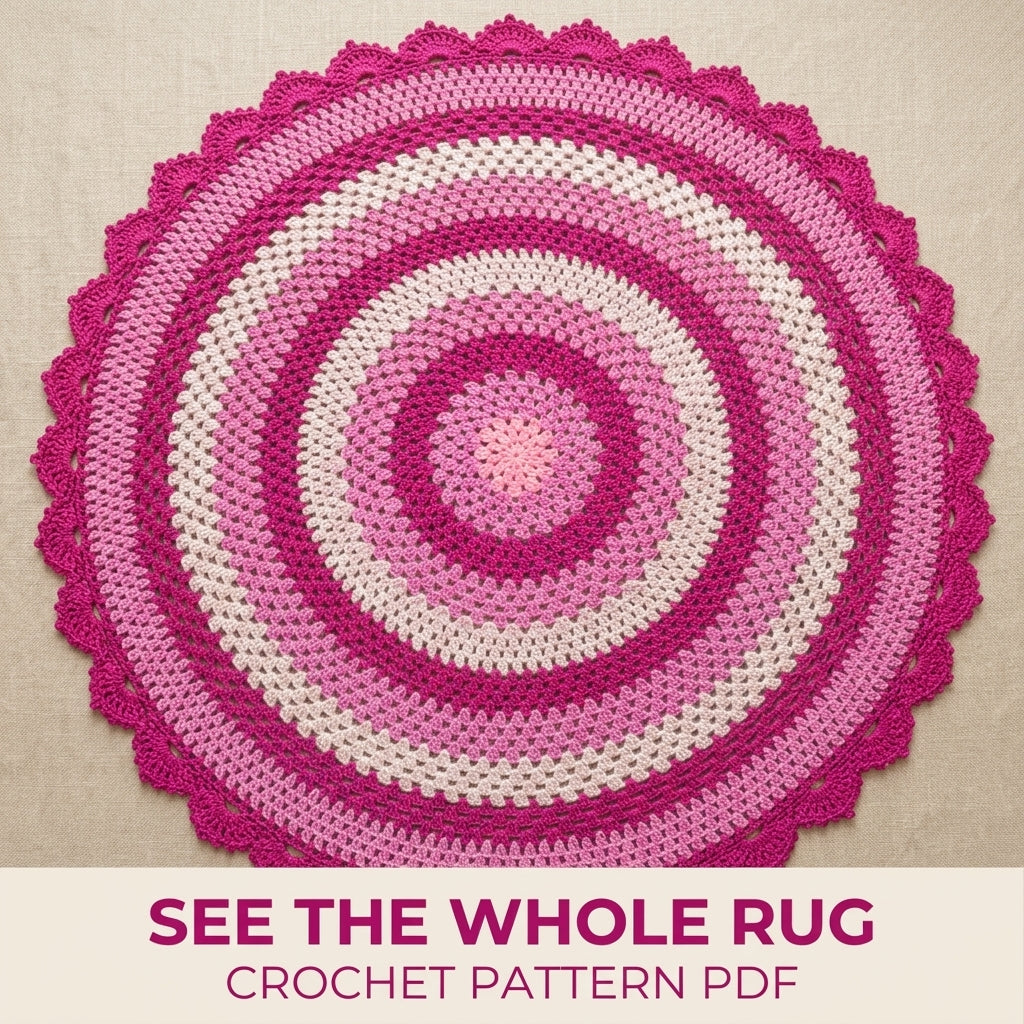 Pink Granny Round Rug Crochet Pattern PDF – Easy Round Granny Rug