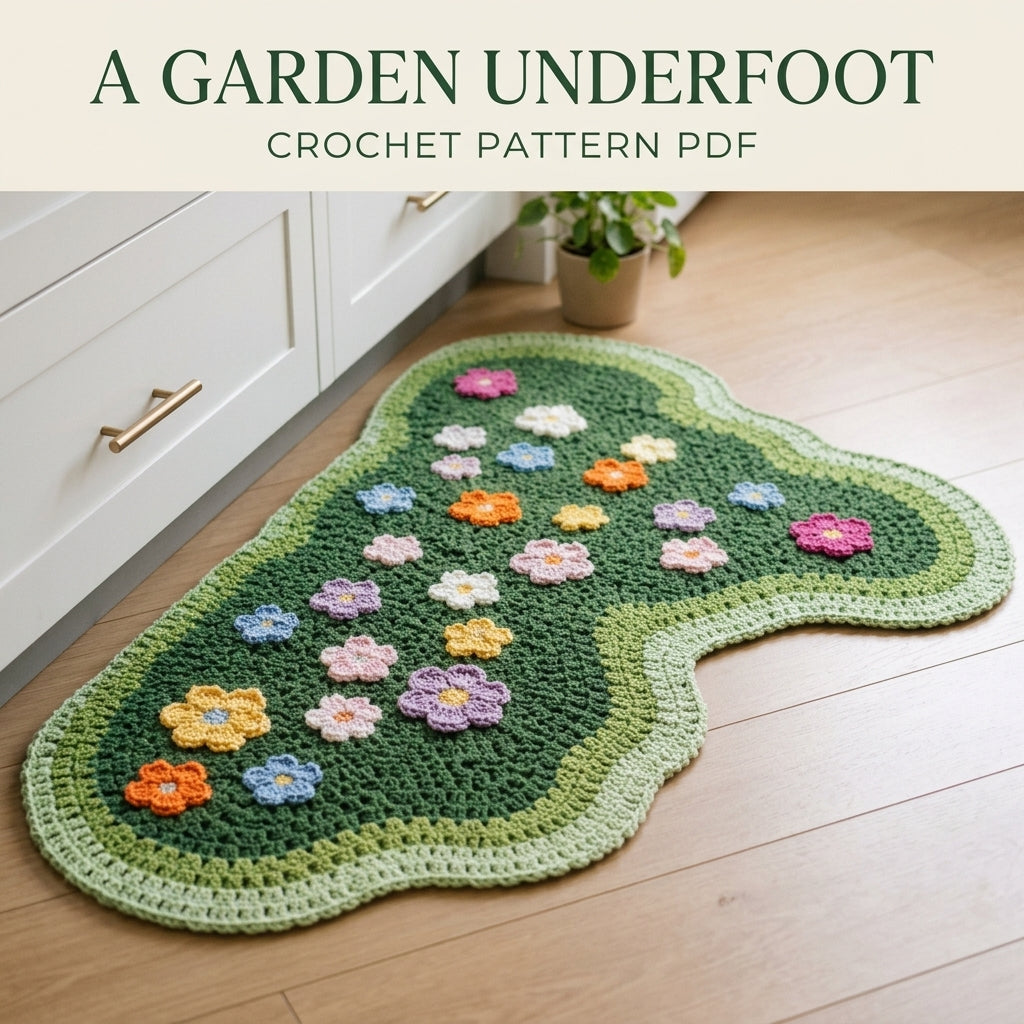 Flower Meadow Rug Crochet Pattern PDF – Cloud Shaped Floor Rug