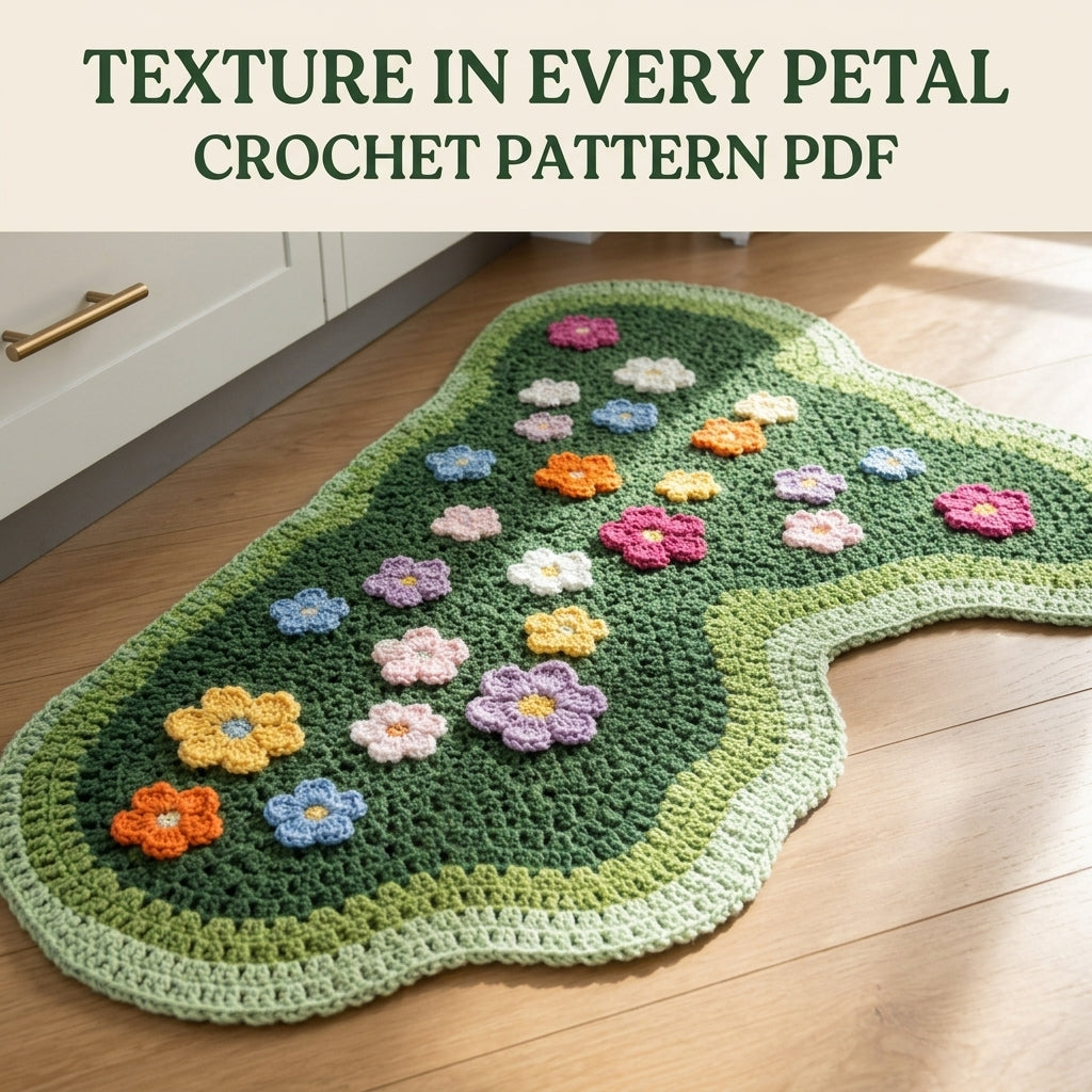 Flower Meadow Rug Crochet Pattern PDF – Cloud Shaped Floor Rug