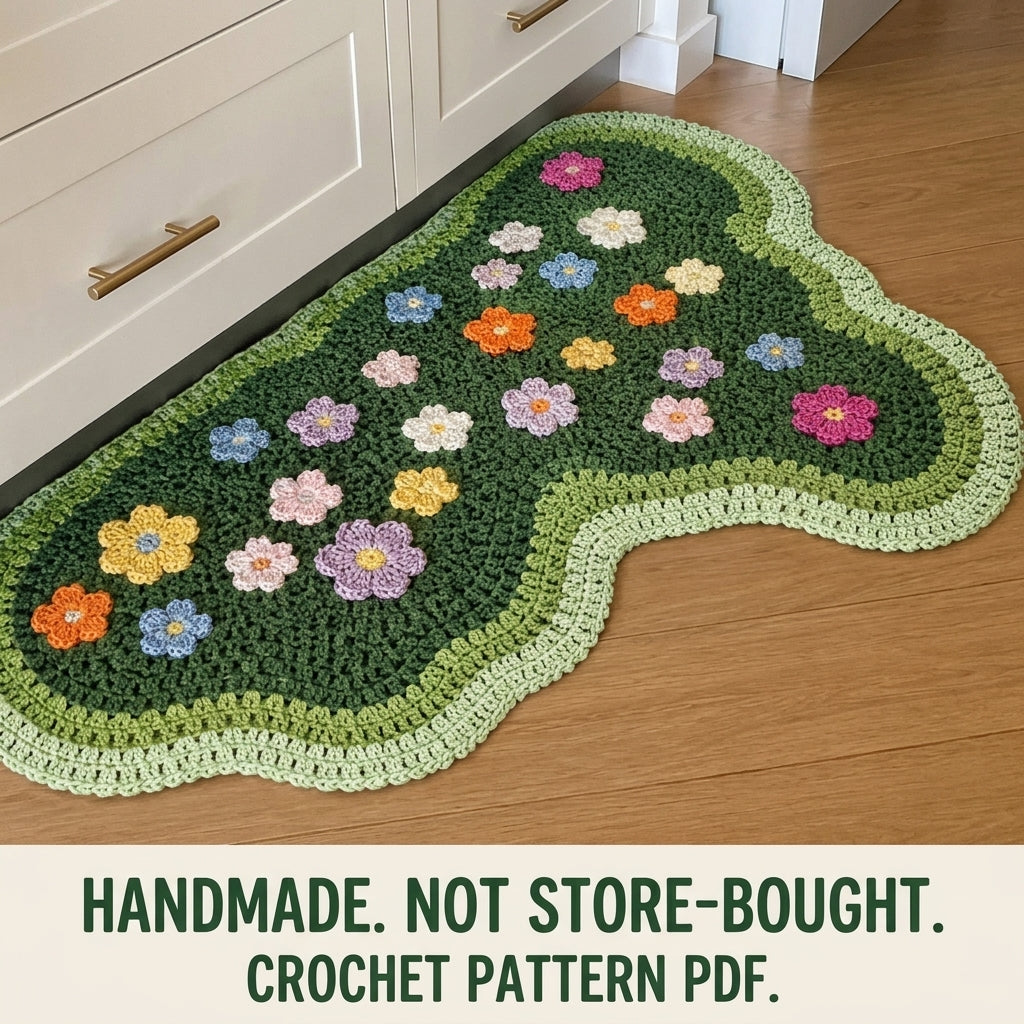 Flower Meadow Rug Crochet Pattern PDF – Cloud Shaped Floor Rug