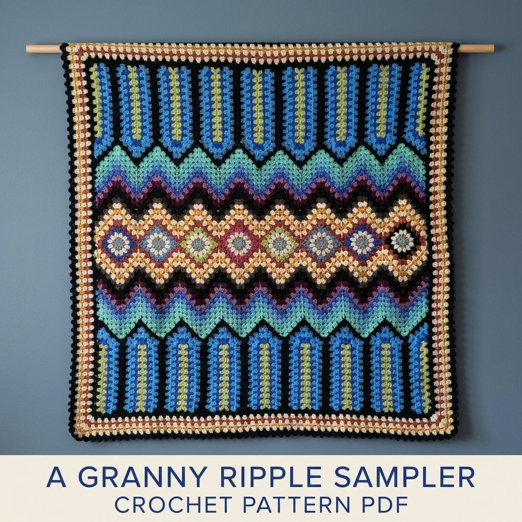 Granny Ripple Sampler Blanket Crochet Pattern PDF – Granny Stitch Afghan