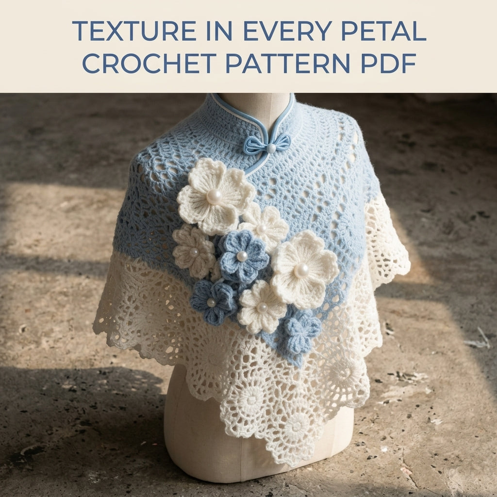 Flower Capelet Crochet Pattern PDF – Lace Capelet with Pearl Flowers