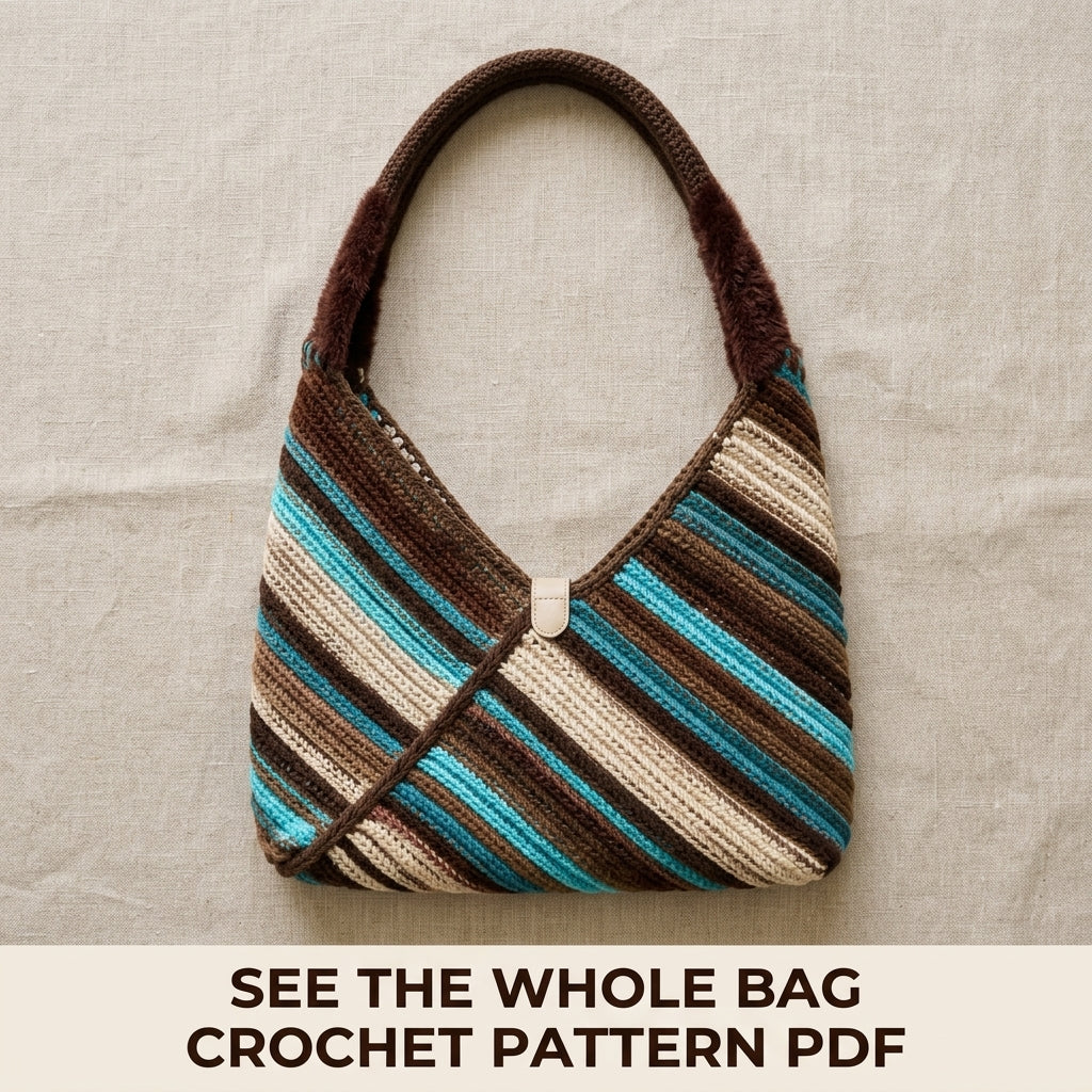 Diagonal Stripe Hobo Bag Crochet Pattern PDF – Diagonal Stripe Shoulder Bag