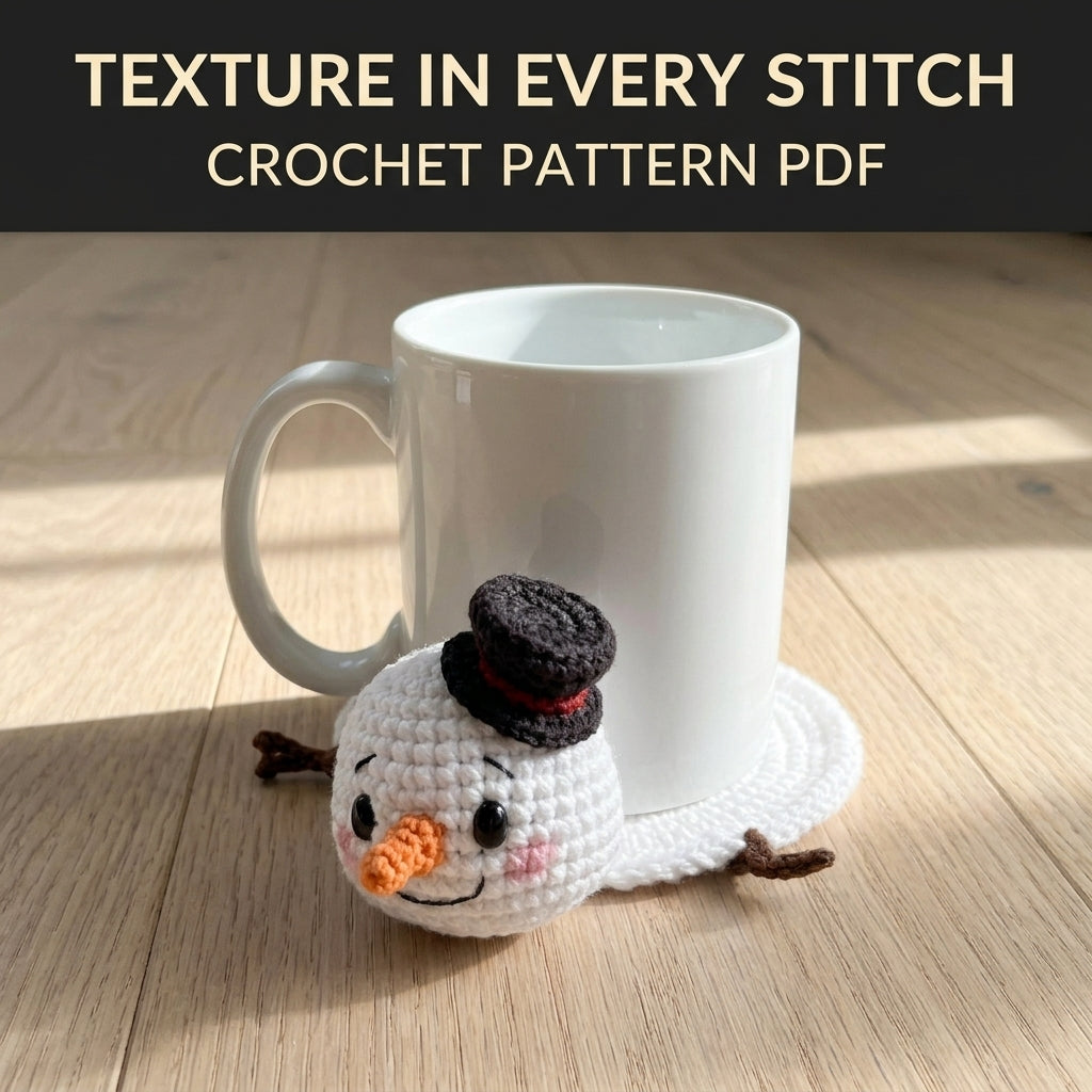 Snowman Mug Coaster Crochet Pattern PDF – Christmas Mug Rug