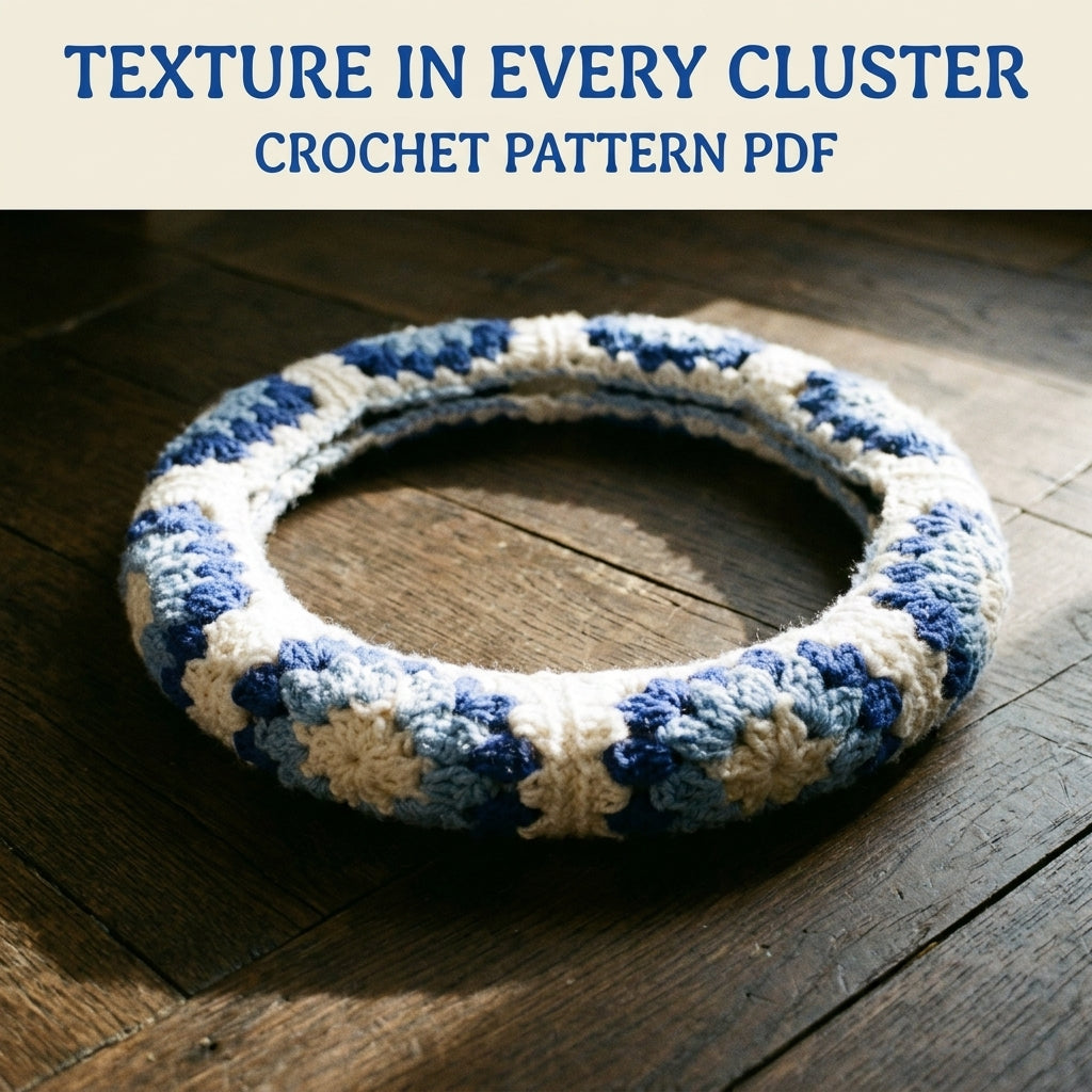 Granny Stripe Steering Wheel Cover Crochet Pattern PDF – Car Accessory
