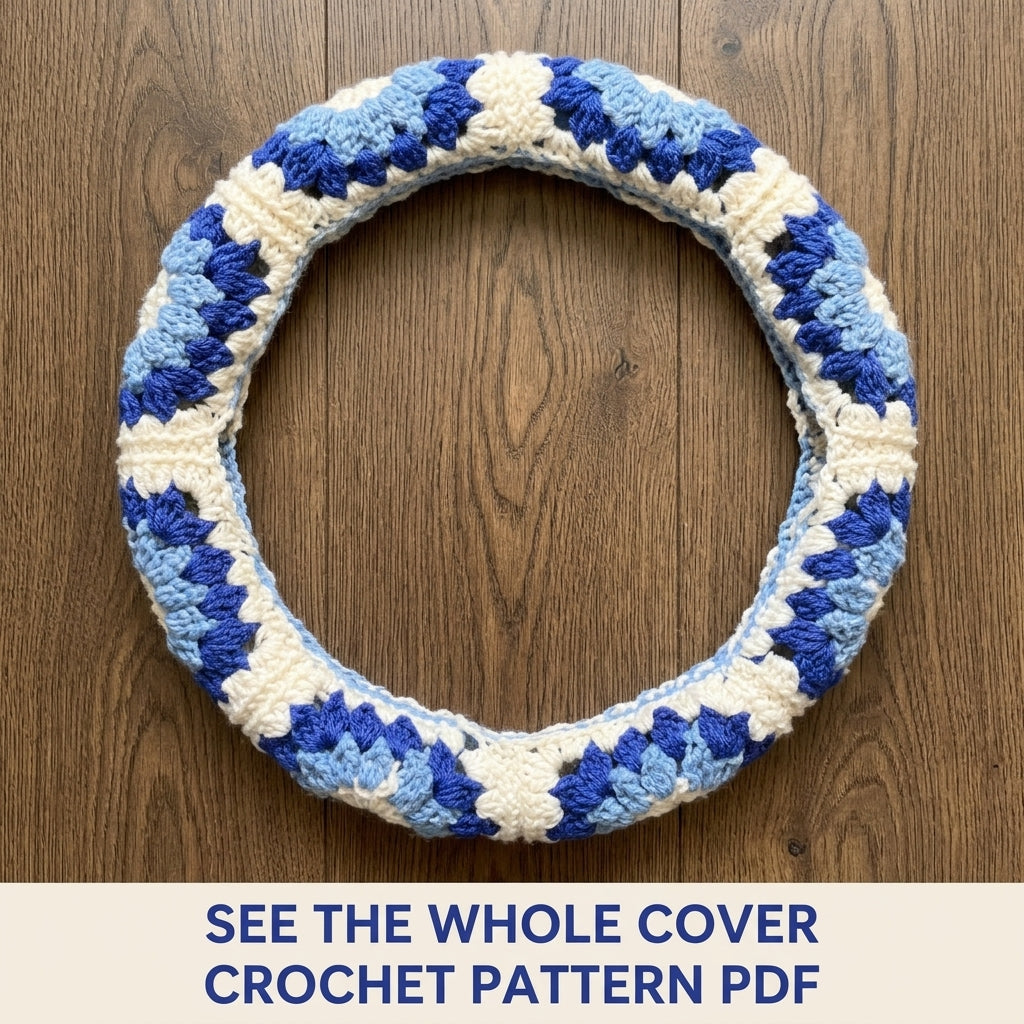 Granny Stripe Steering Wheel Cover Crochet Pattern PDF – Car Accessory