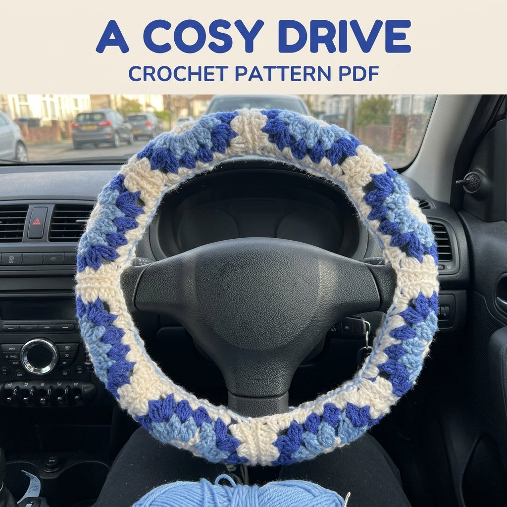 Granny Stripe Steering Wheel Cover Crochet Pattern PDF – Car Accessory