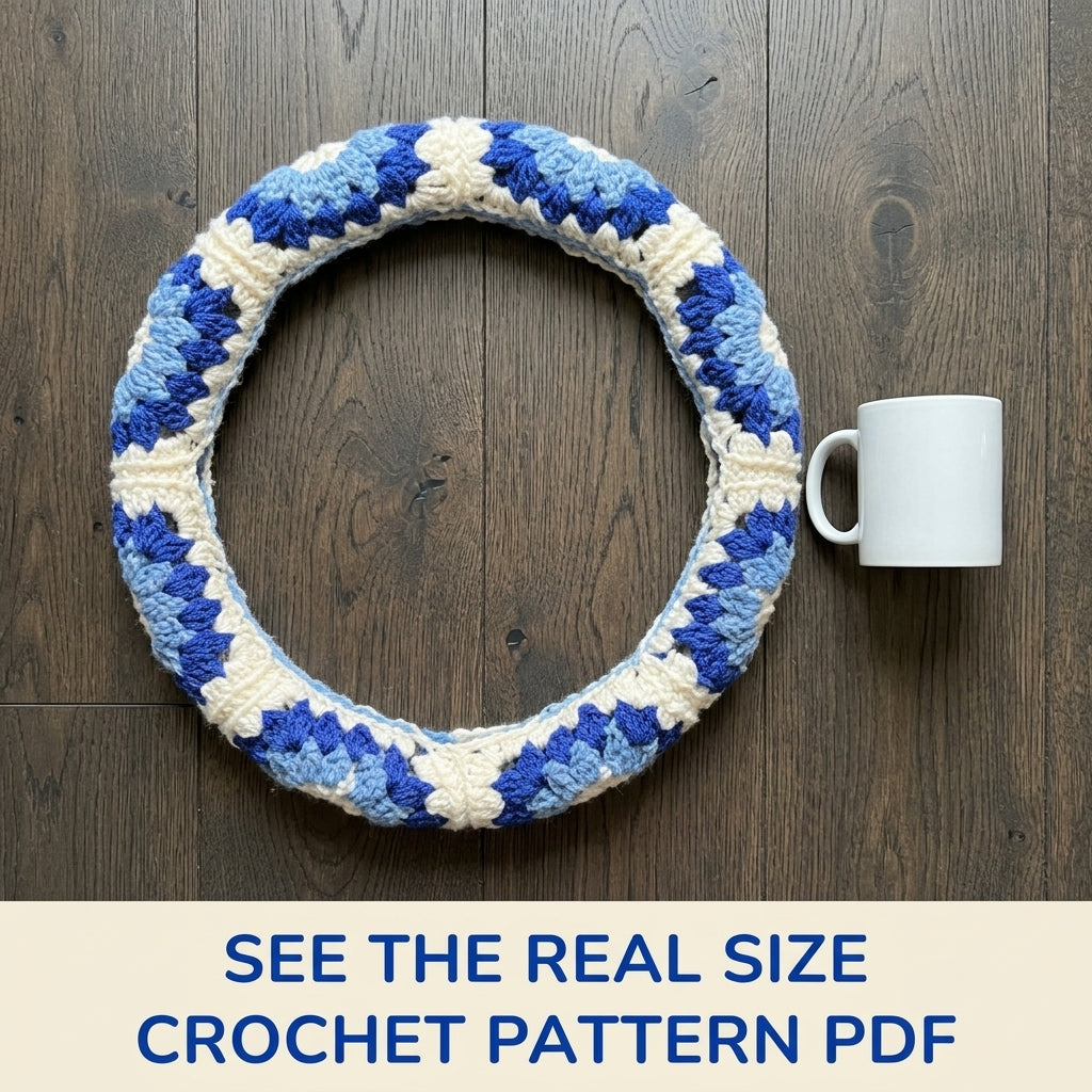 Granny Stripe Steering Wheel Cover Crochet Pattern PDF – Car Accessory