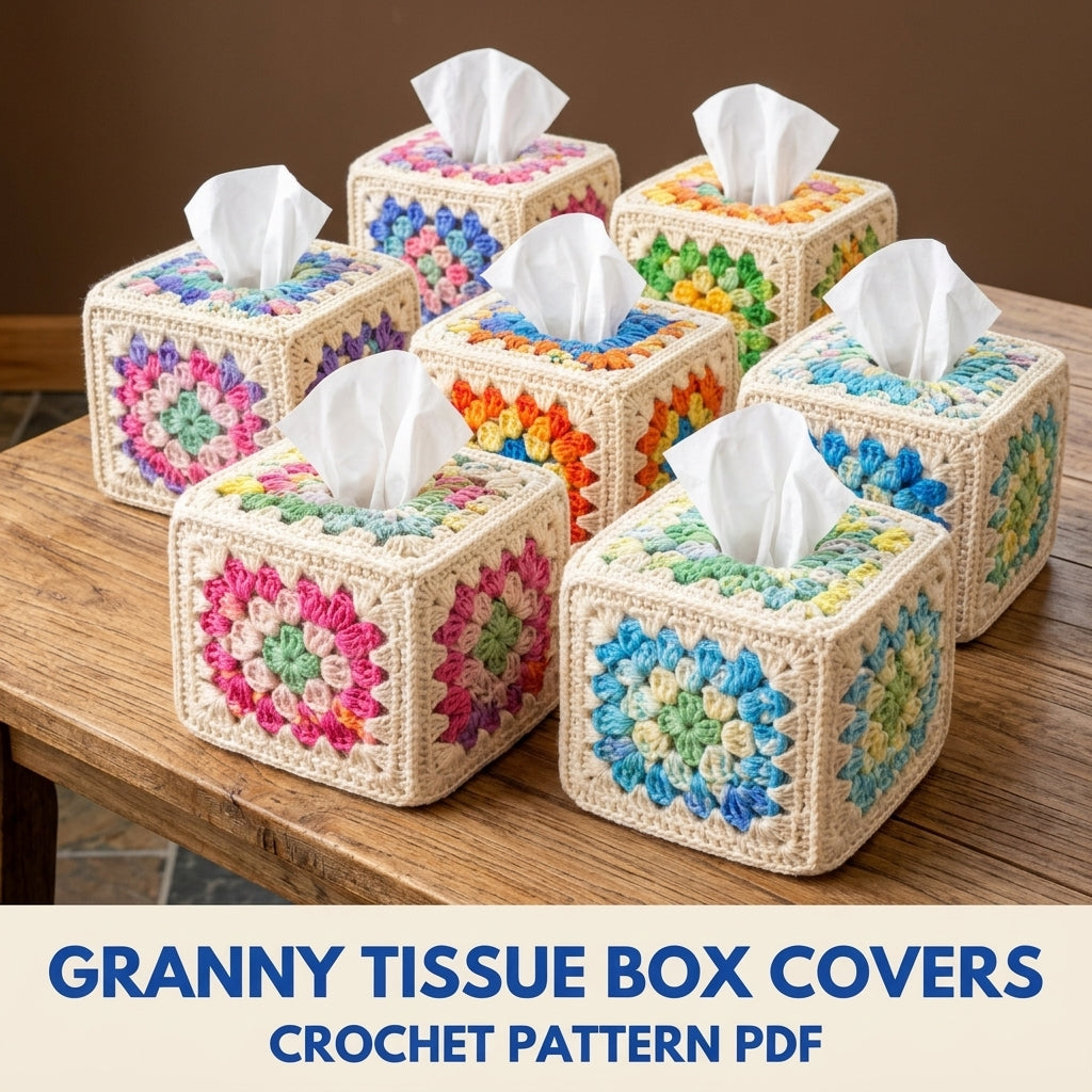 Granny Square Tissue Box Cover Crochet Pattern PDF – Cube Tissue Cover