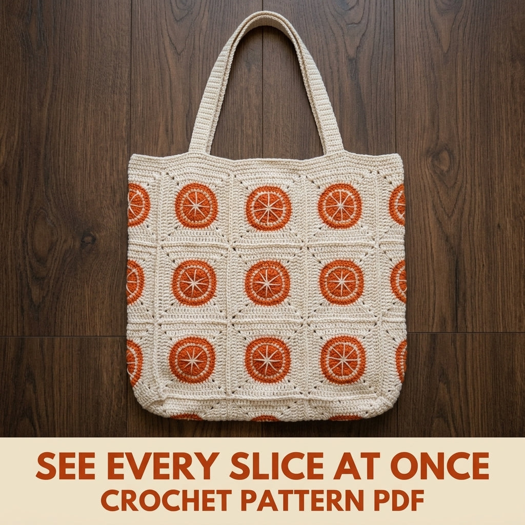 Orange Slice Granny Tote Bag Crochet Pattern PDF – Summer Fruit Market Bag