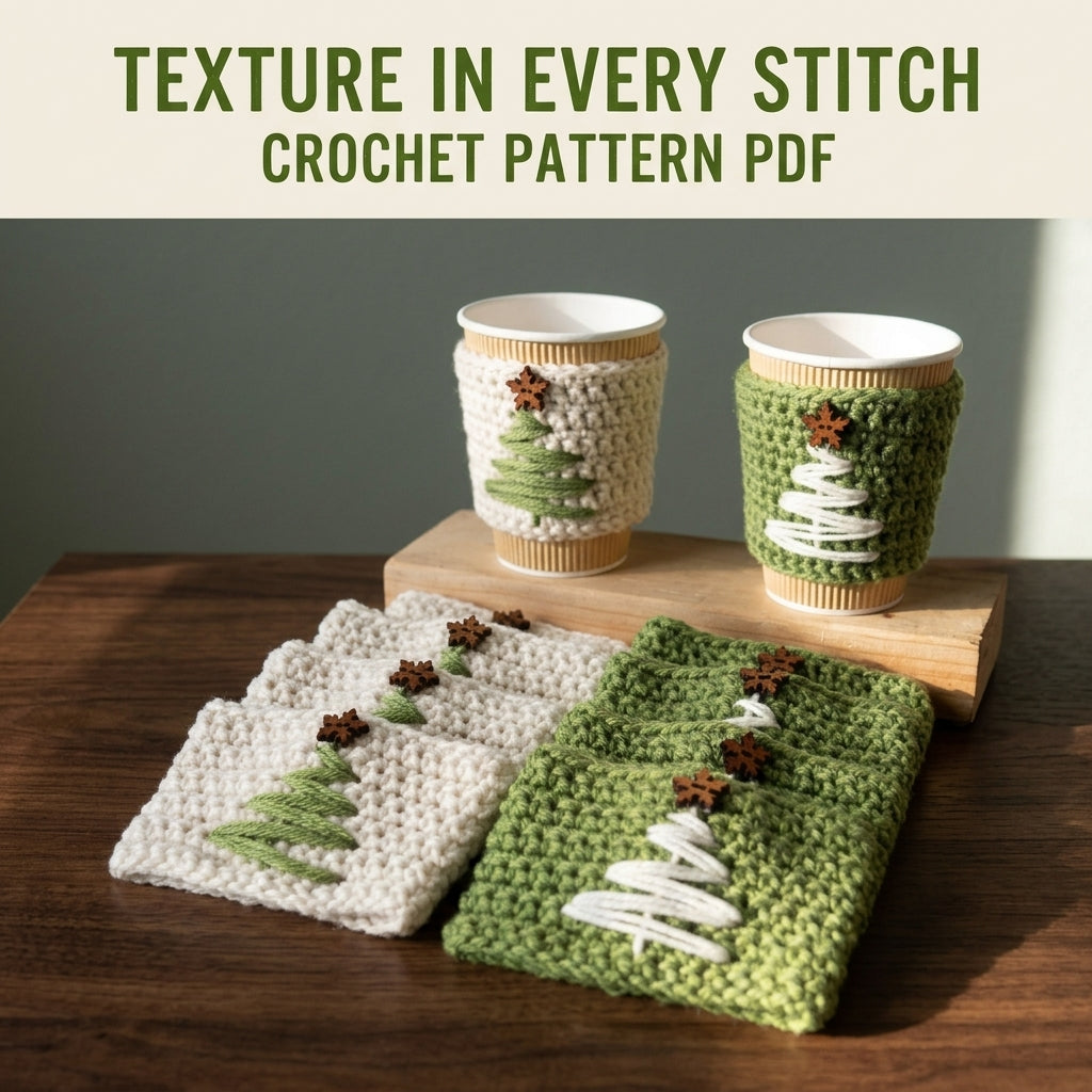Christmas Tree Cup Cozies Crochet Pattern PDF – Quick Holiday Gift