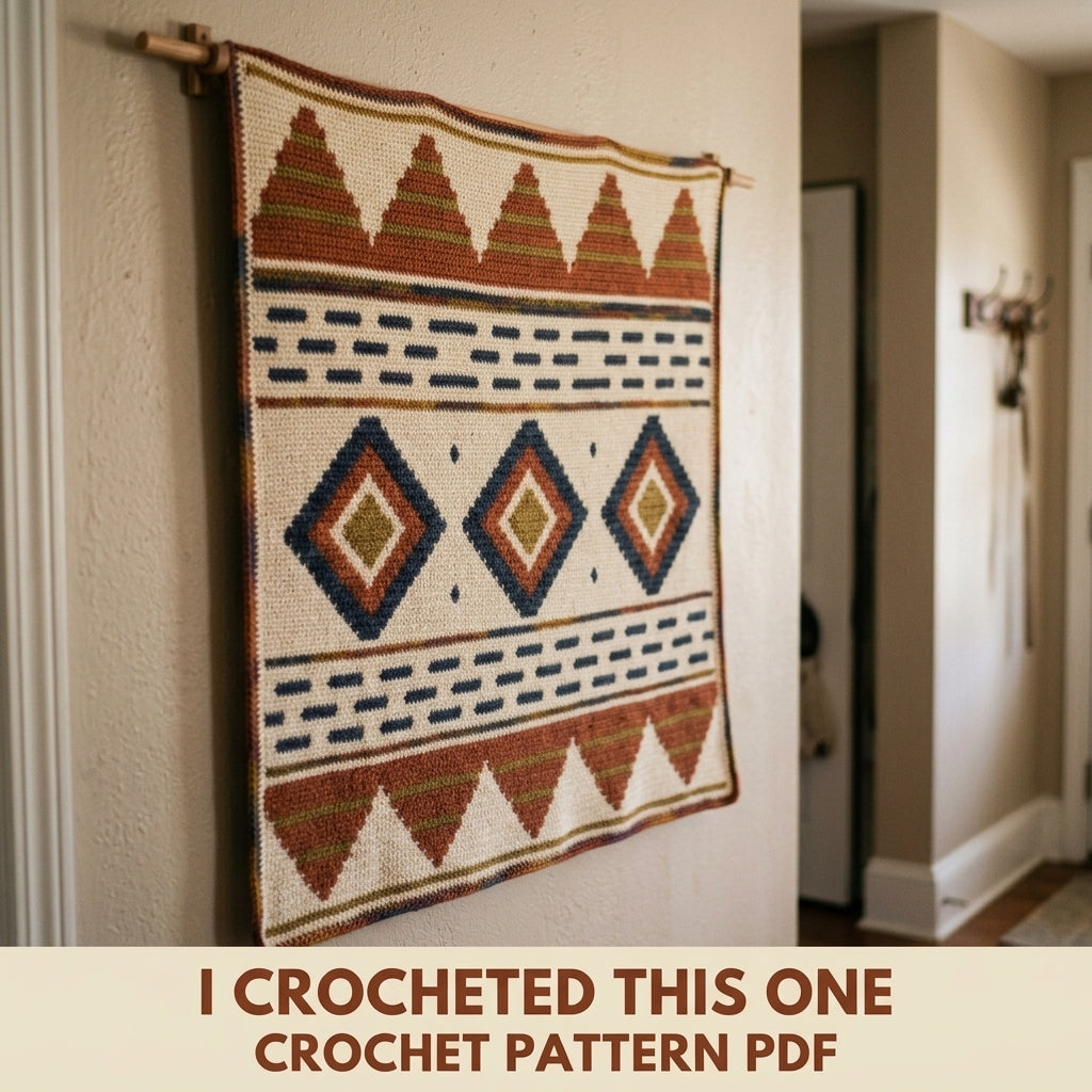 Pyramid Tapestry Crochet Pattern PDF – Geometric Crochet Wall Decor