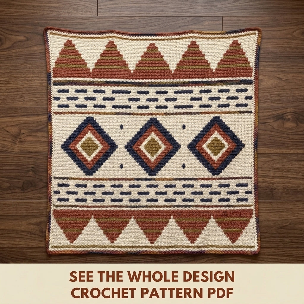 Pyramid Tapestry Crochet Pattern PDF – Geometric Crochet Wall Decor