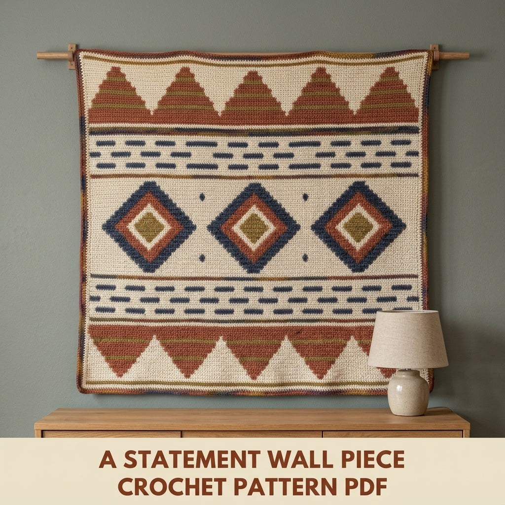 Pyramid Tapestry Crochet Pattern PDF – Geometric Crochet Wall Decor