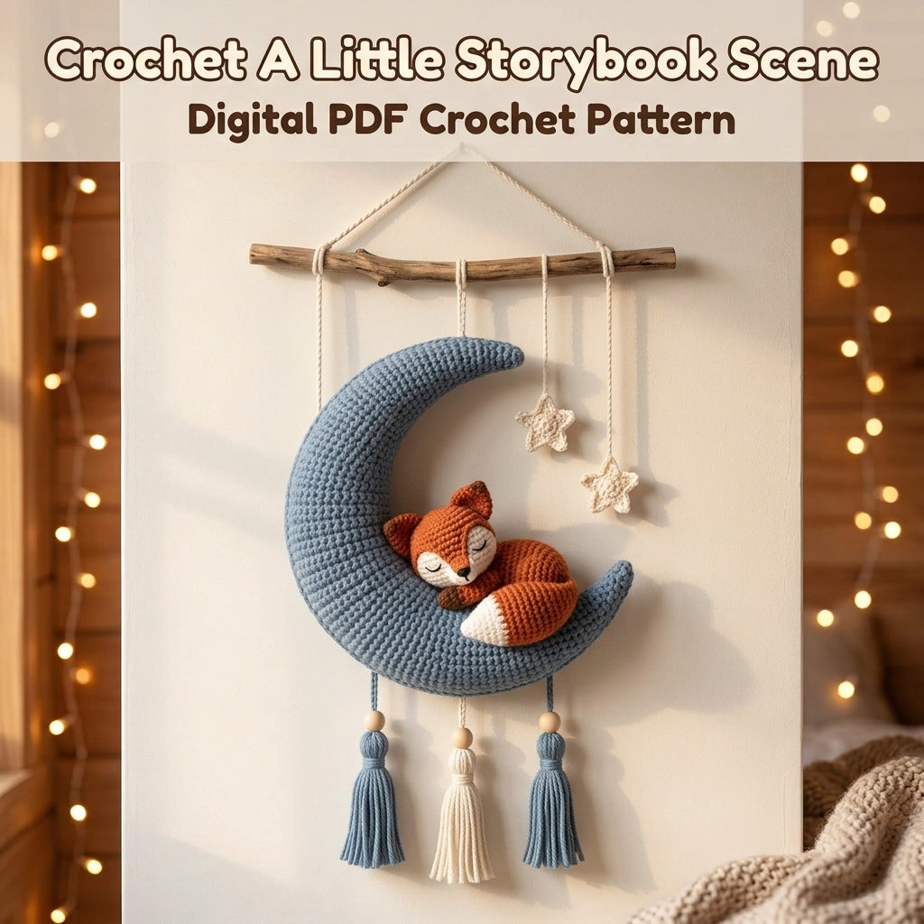 Crochet Wreath Wall Hanging Pattern – Sleeping Snowy Owl with Holly Berries