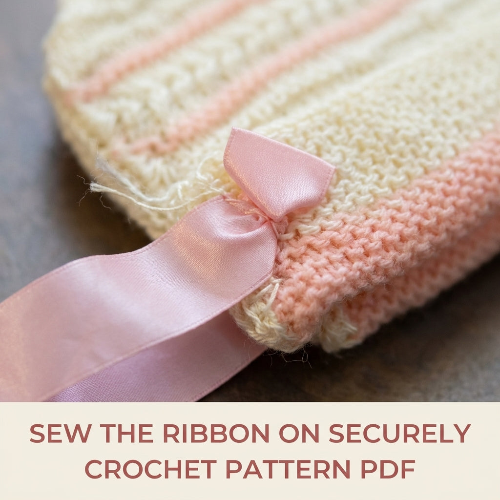 Vintage Striped Baby Bonnet Crochet Pattern PDF – Newborn Hat with Ribbon