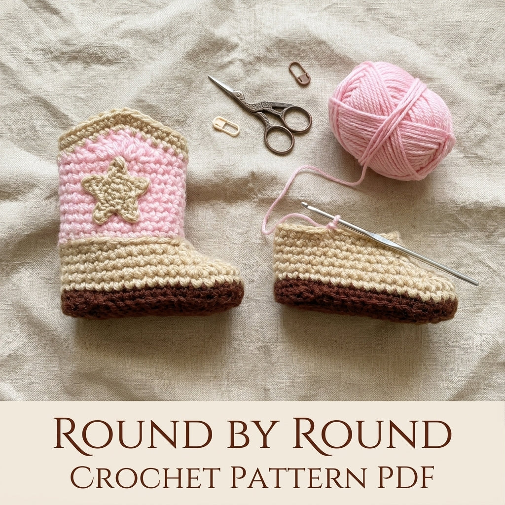 Cowgirl Baby Boots Crochet Pattern PDF – Baby Cowboy Booties