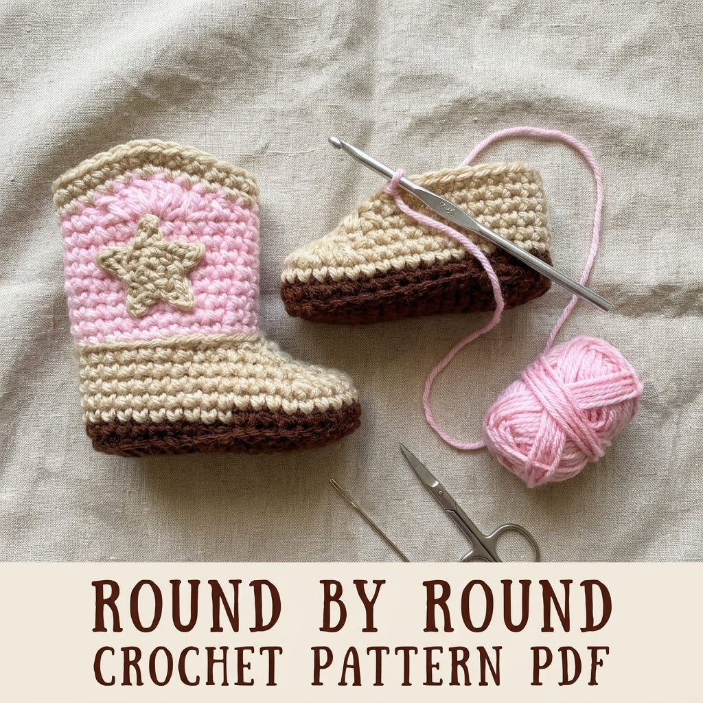 Cowgirl Baby Boots Crochet Pattern PDF – Baby Cowboy Booties