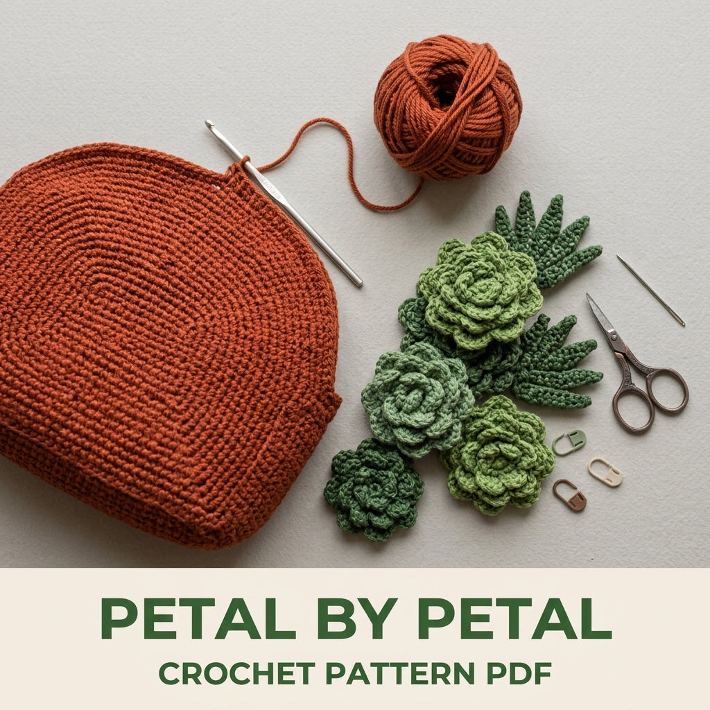 Succulent Bag Crochet Pattern PDF – Crossbody Bag with 3D Succulents