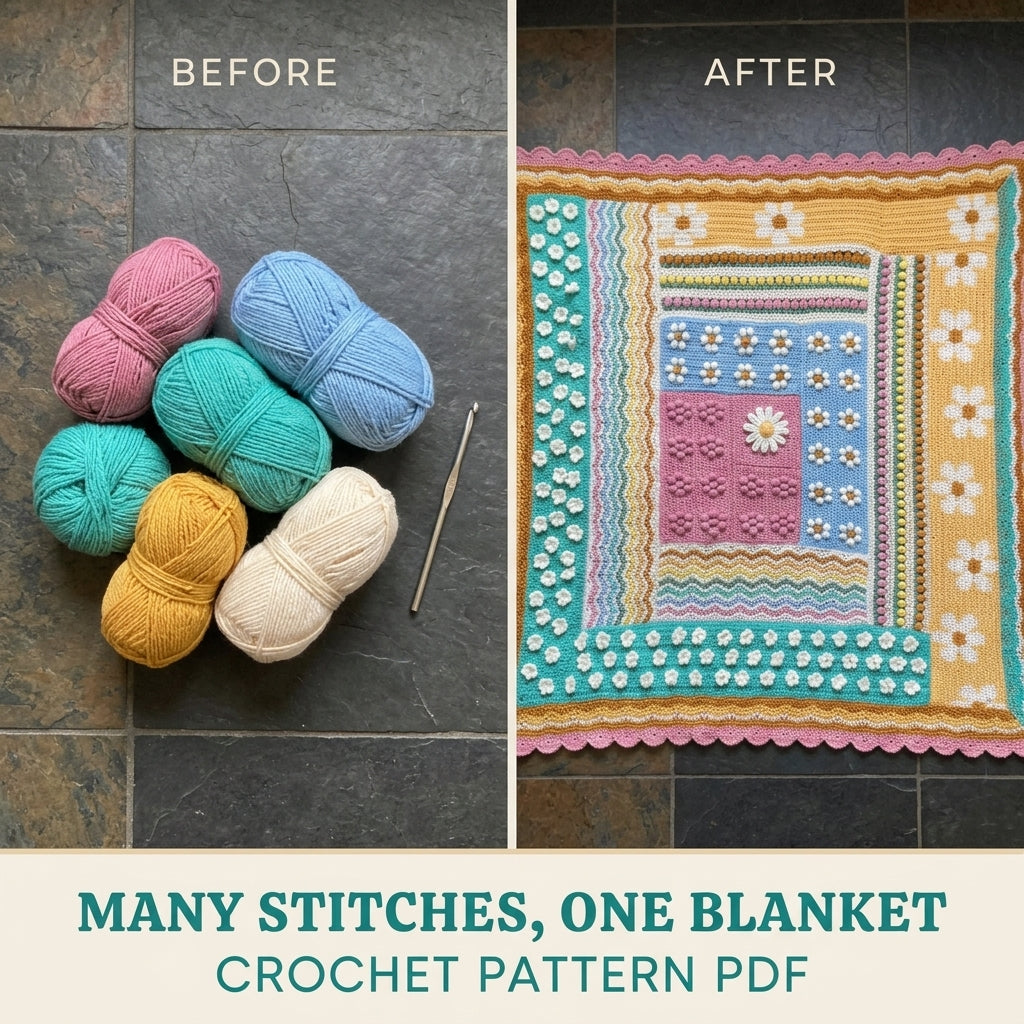 Daisy Sampler Blanket Crochet Pattern PDF – Learn Many Stitches