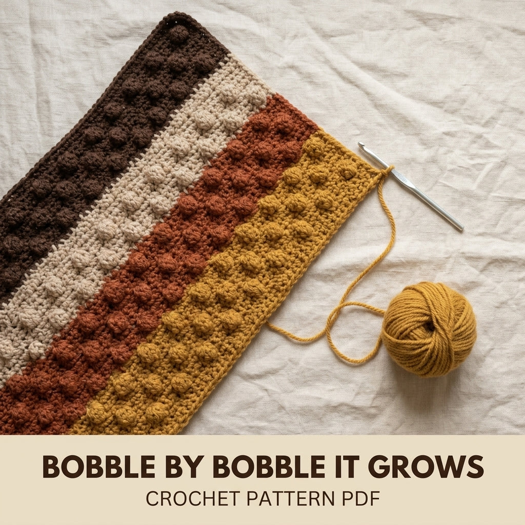 Pinecone Stitch Crochet Blanket Pattern PDF – Easy Textured Autumn Throw in Brown, Rust and Mustard