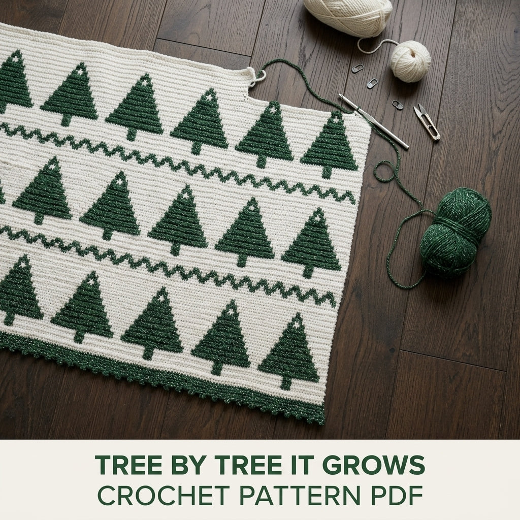 Christmas Tree Crochet Blanket Pattern PDF – Tapestry Crochet Throw in Green and White