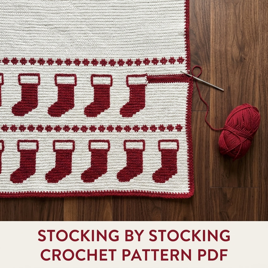 Stocking Crochet Blanket Pattern PDF – Christmas Tapestry Crochet Throw in Red and White