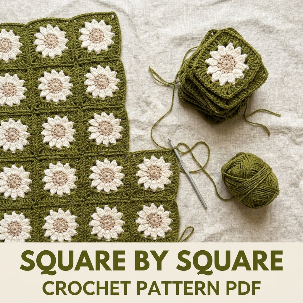 Daisy Car Seat Cover Set Crochet Pattern PDF – Granny Square Car Seat