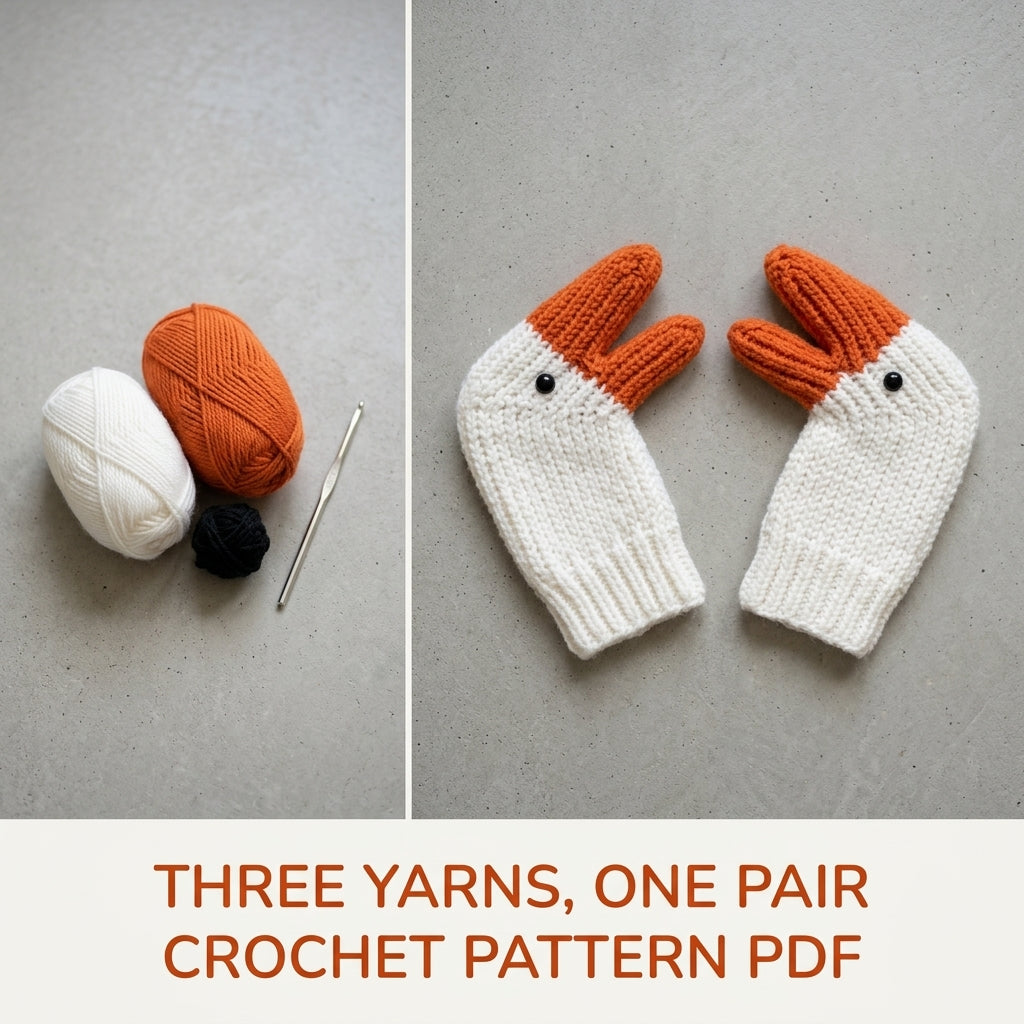 Goose Mittens Crochet Pattern PDF – Kids Duck Bill Mittens
