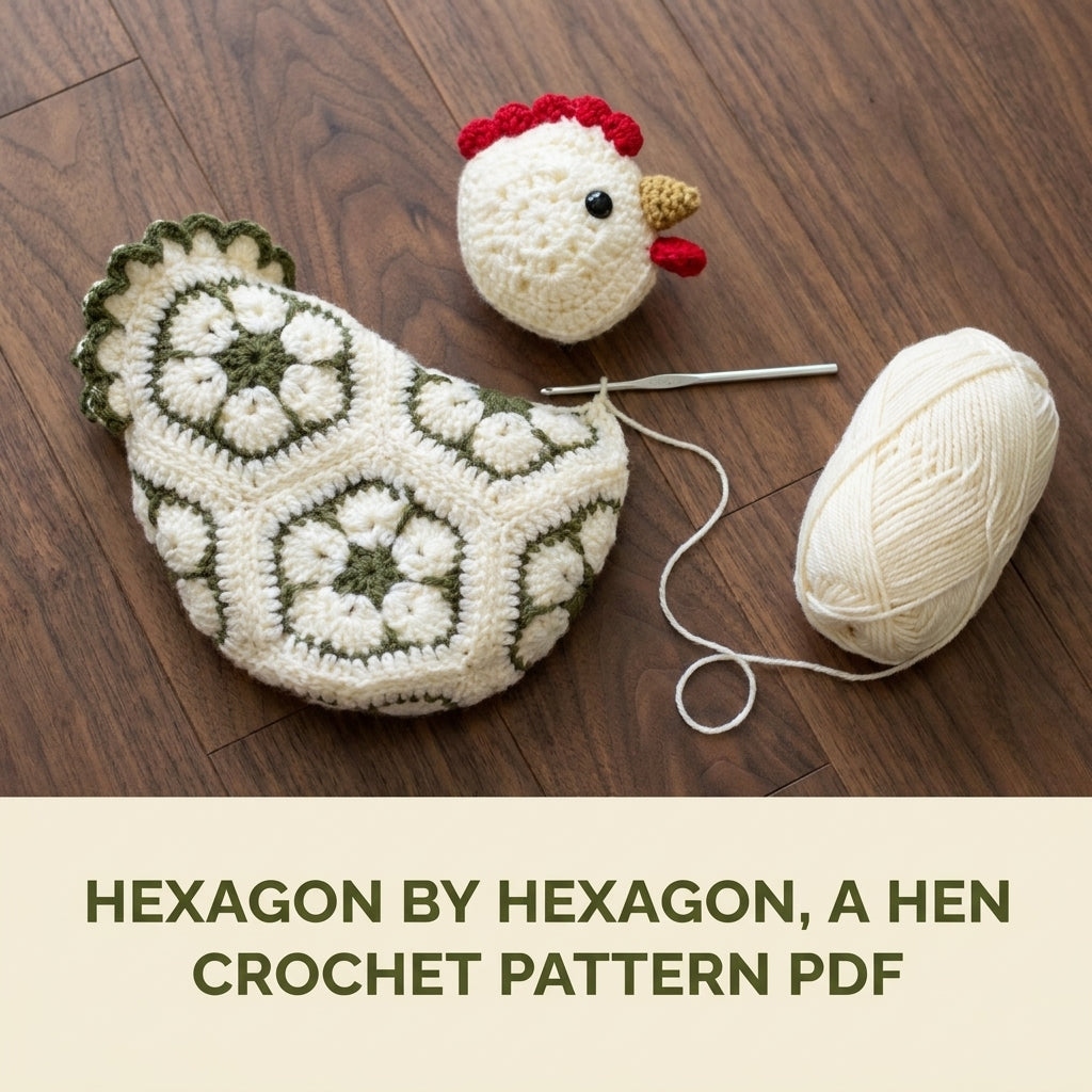 African Flower Hen Crochet Pattern PDF – Hexagon Amigurumi Chicken