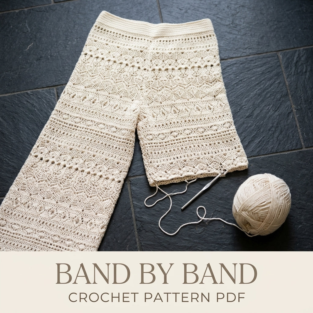 Cream Lace Wide Leg Pants Crochet Pattern PDF – Summer Lace Trousers