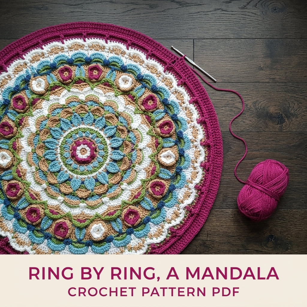 Jewel Overlay Mandala Blanket Crochet Pattern PDF – Colourful Textured Throw