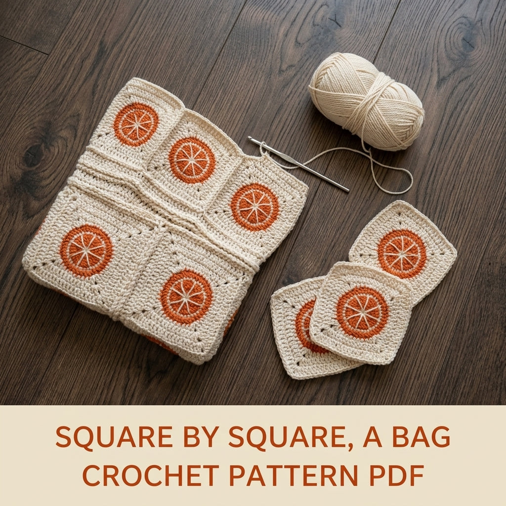 Orange Slice Granny Tote Bag Crochet Pattern PDF – Summer Fruit Market Bag