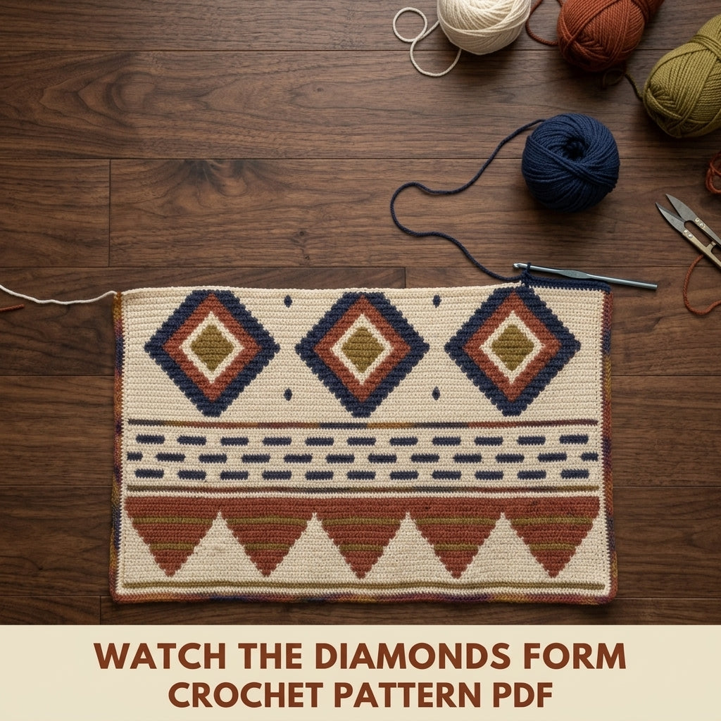 Pyramid Tapestry Crochet Pattern PDF – Geometric Crochet Wall Decor