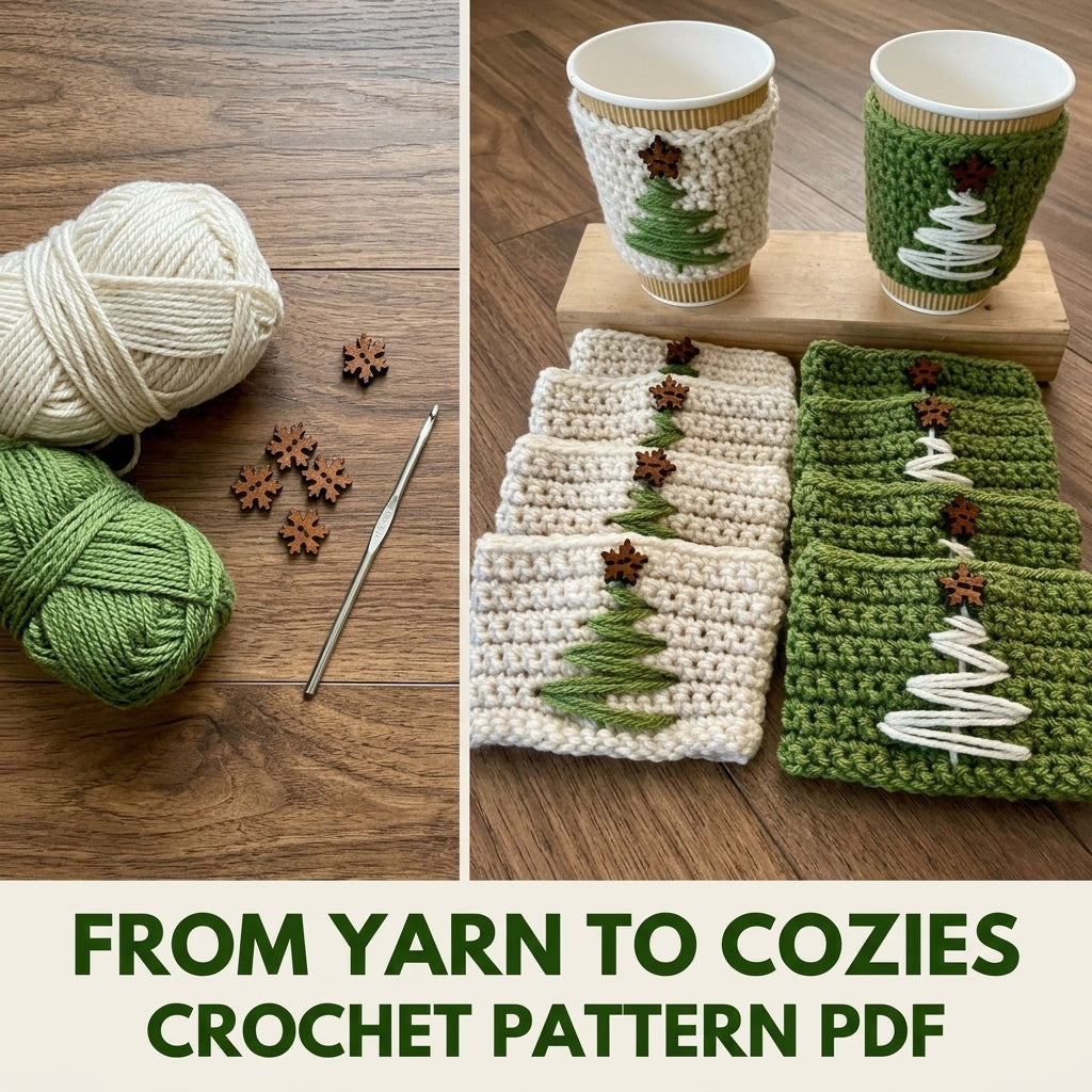 Christmas Tree Cup Cozies Crochet Pattern PDF – Quick Holiday Gift