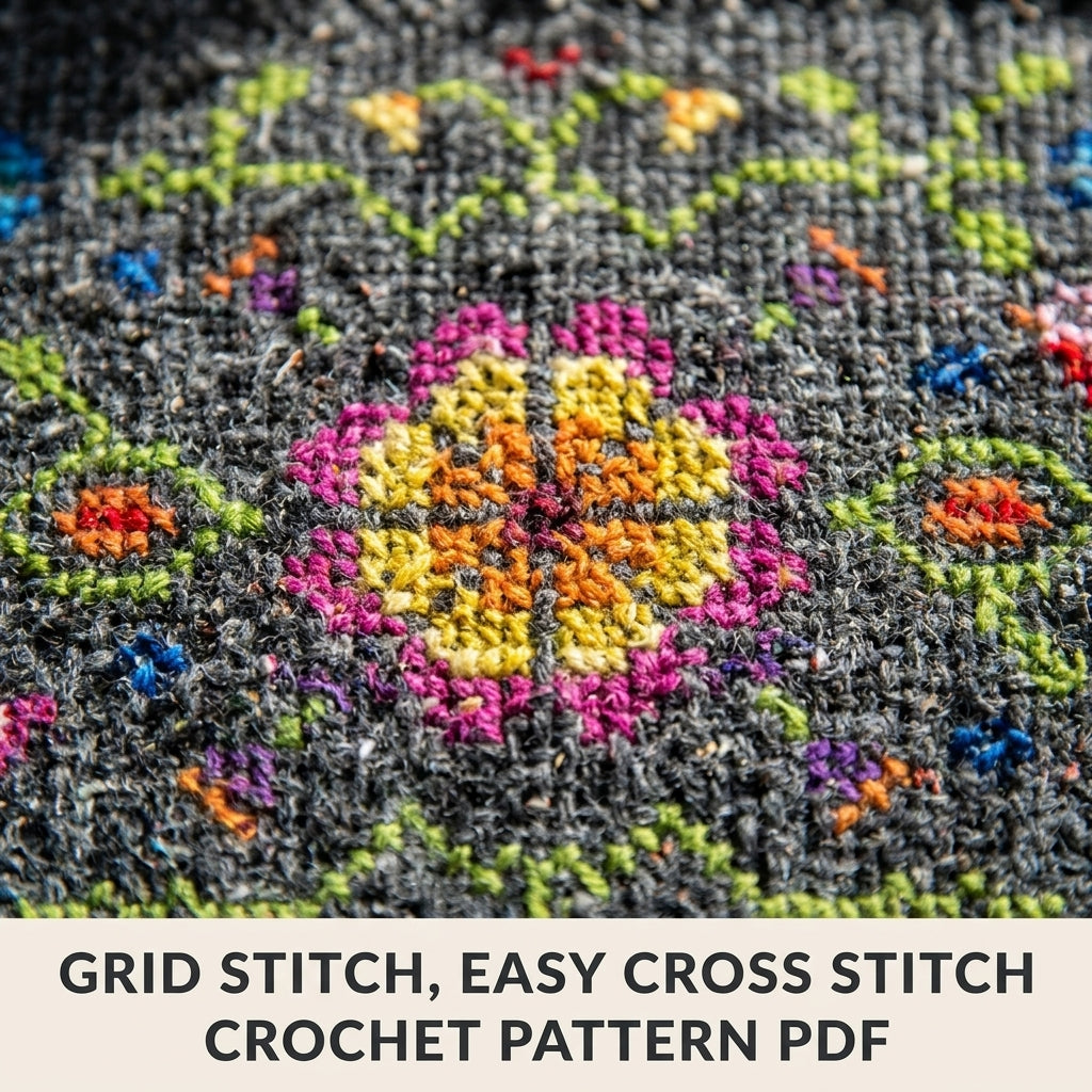 Cross-Stitch Folk Flower Wrap Crochet Pattern PDF – Embroidered Shawl
