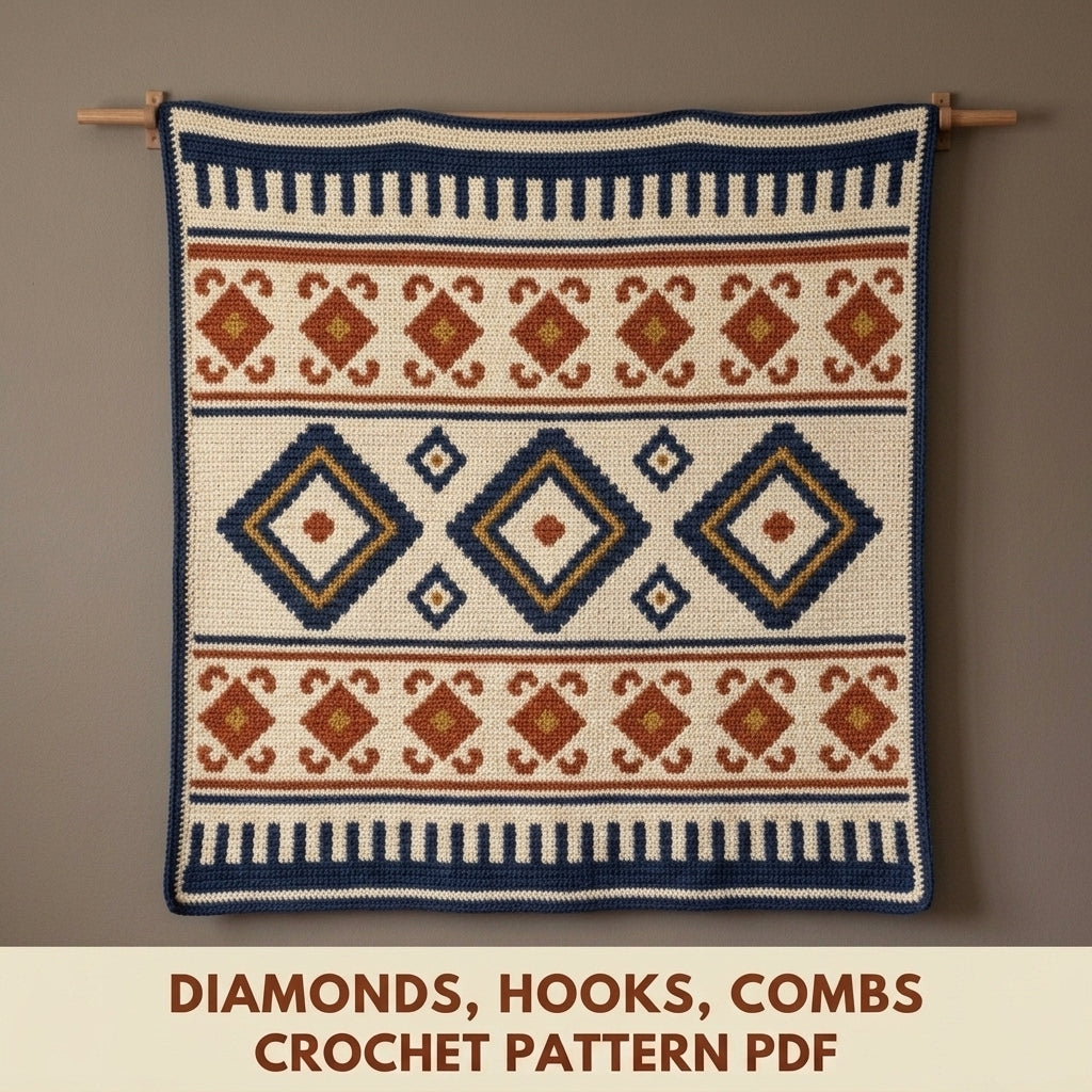 Diamond Tapestry Crochet Pattern PDF – Geometric Crochet Wall Decor