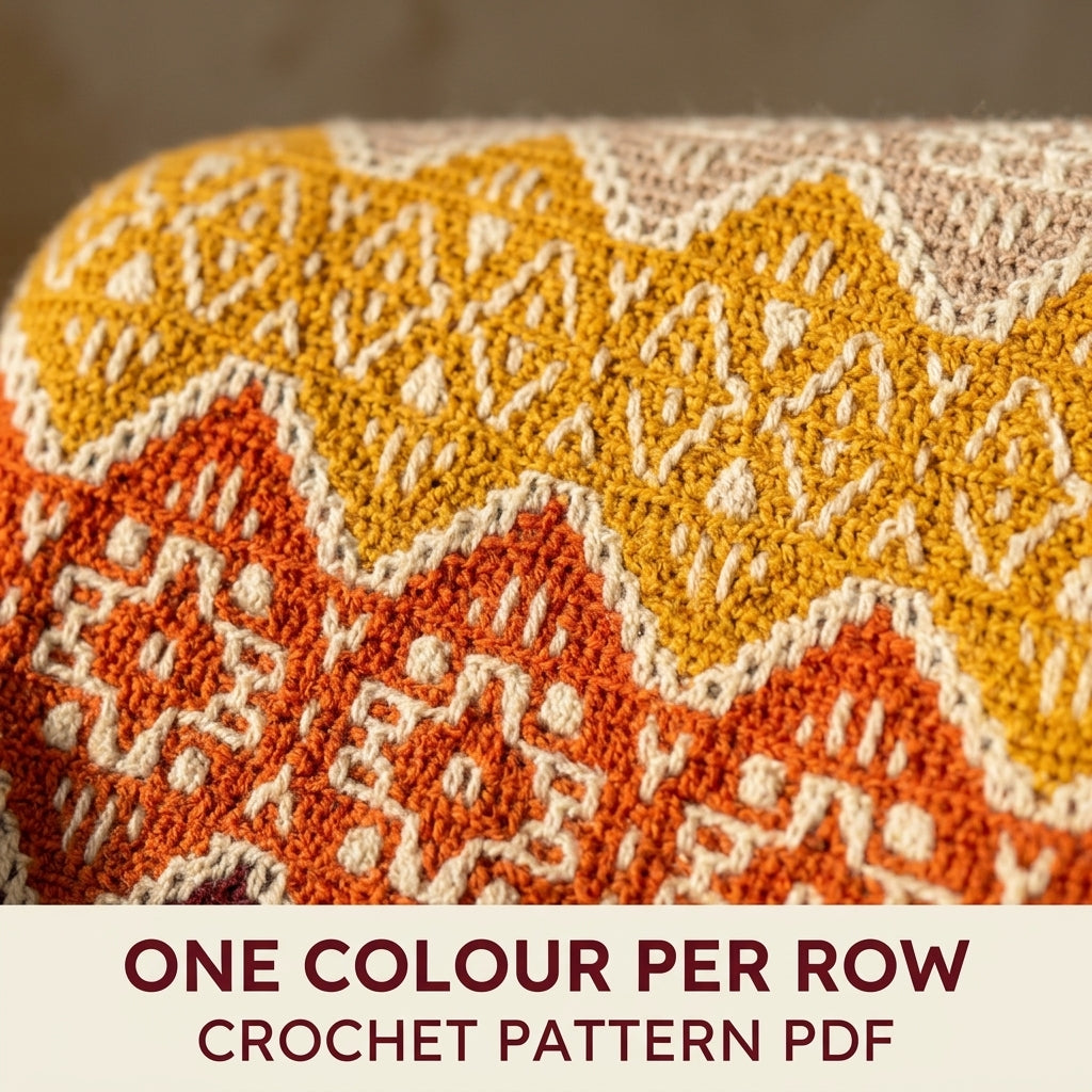 Gradient Mosaic Diamond Blanket Crochet Pattern PDF – Colour Band Mosaic Throw