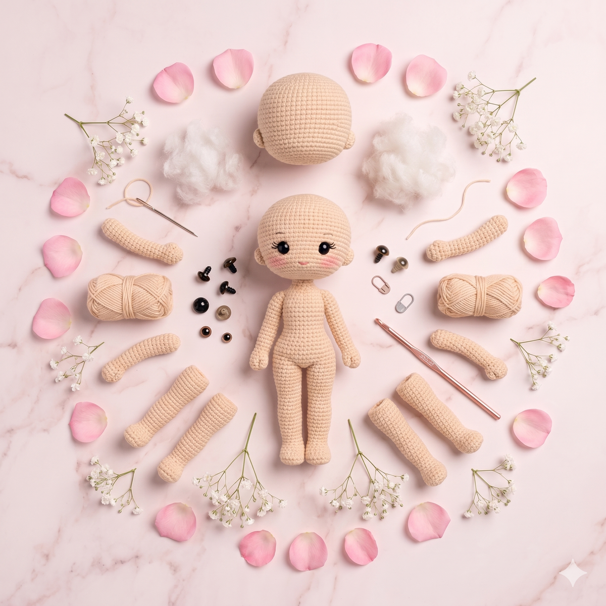 Amigurumi Crochet Doll Body Base Pattern | 10 Inch Girl Doll (PDF)