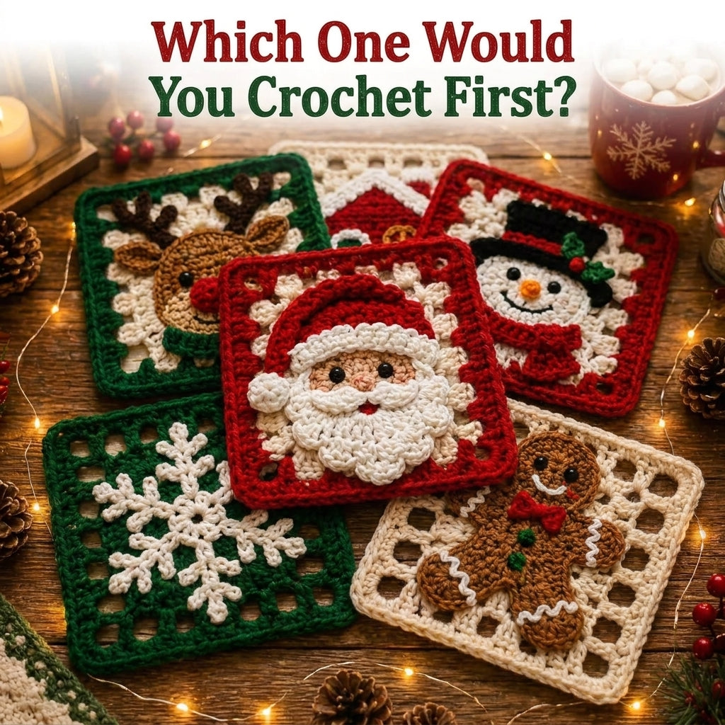 12 Christmas Granny Squares Crochet Pattern — Festive Motif Collection for Blankets, Cushions and Ornaments, US Terms, PDF Download