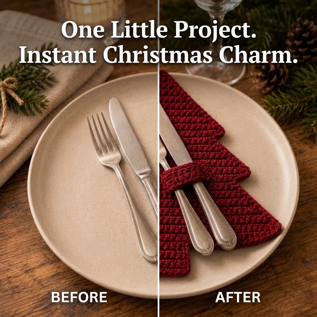 Christmas Tree Placemat Crochet Pattern — Festive Table Set with Matching Napkin Ring, US Terms, PDF Download
