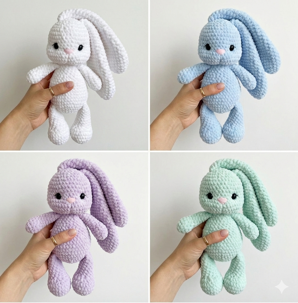 Snuggling Bunny Amigurumi Bundle – Easy Crochet Pattern (PDF)
