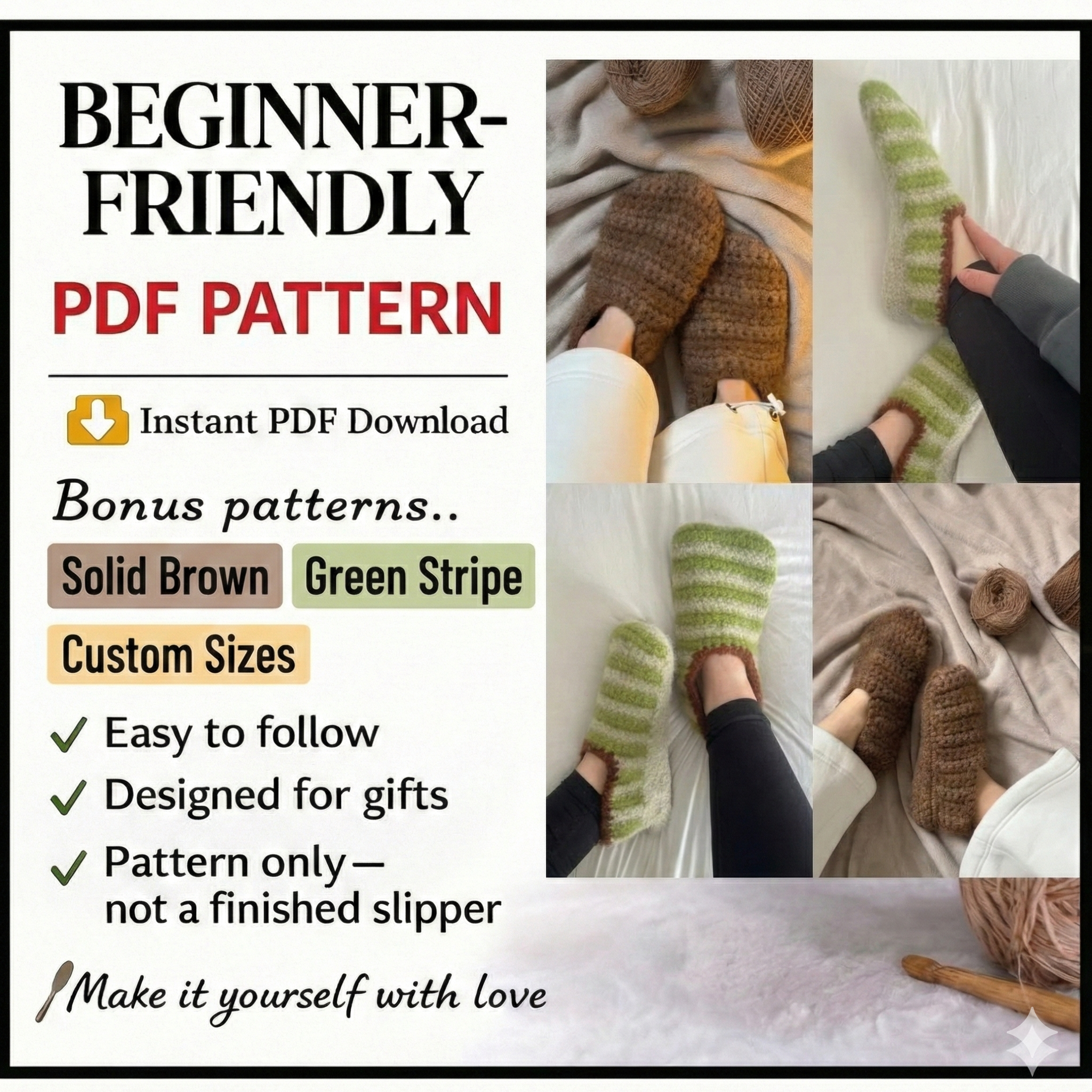 Crochet SoftFelt Slippers Pattern - Christmas Gift Ideas - Valentines Day - Cozy Wool Home Shoes