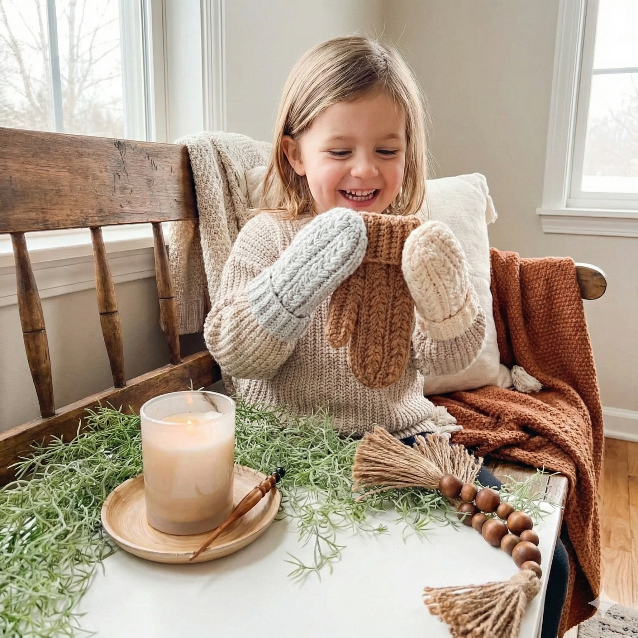 CROCHET PATTERN + VIDEO Winter Wheat Stitch Crochet Mittens Pattern - 6 Sizes Baby to Adult, Flat One-Piece Design Wheat Stitch™ Gloves