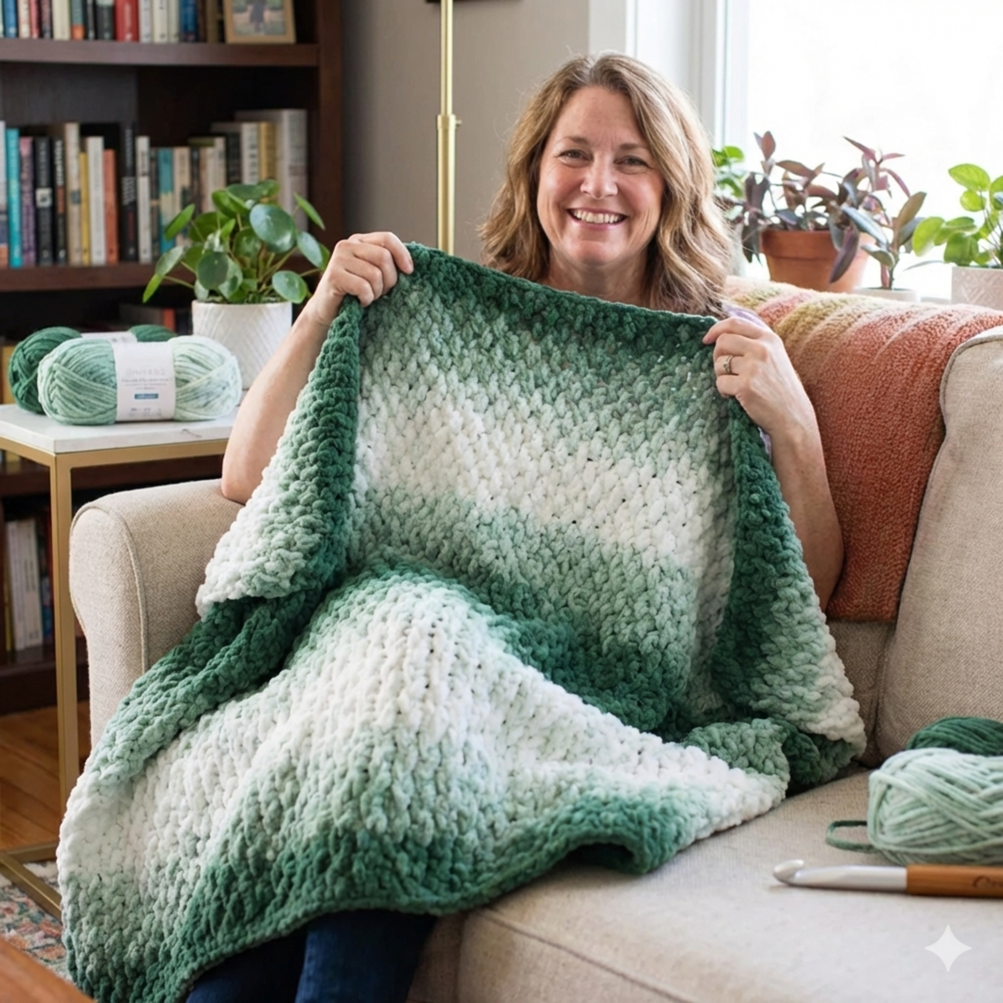 CROCHET PATTERN and video / The Original Chunky Evergreen Throw / Crochet blanket tutorial / Modern Crochet Throw / Easy PDF download