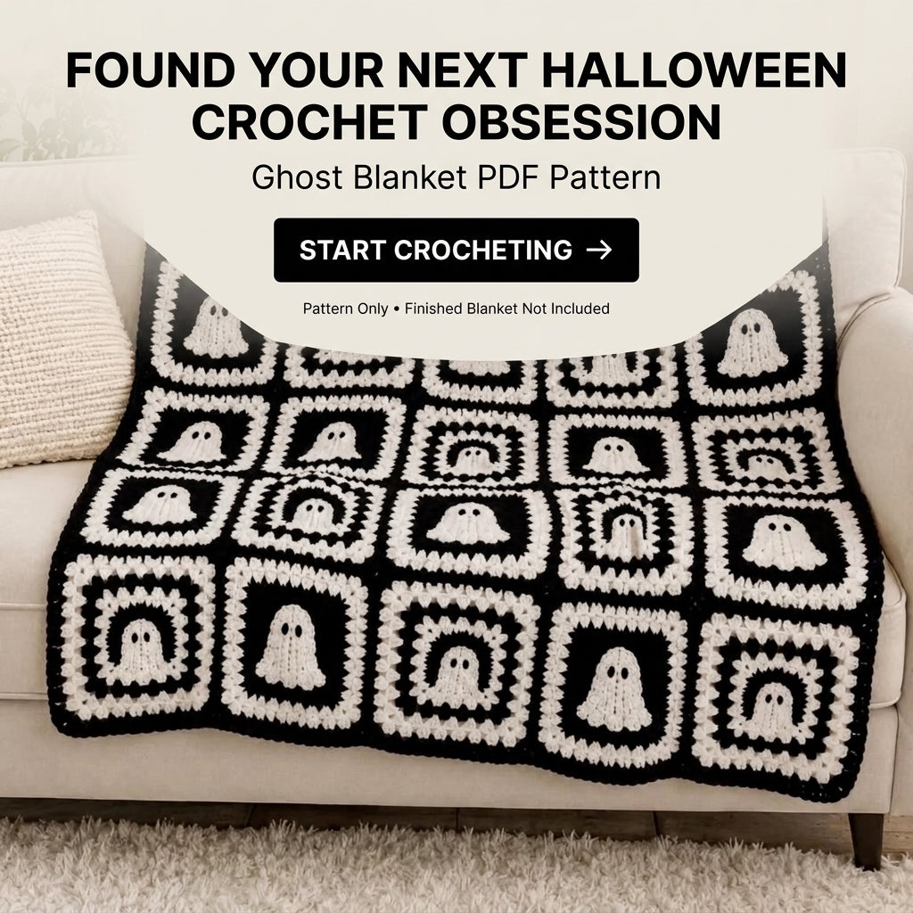 Ghost Granny Square Blanket Crochet Pattern | Black & White Halloween Throw | Beginner Granny Square Project | PDF Instant Download 2