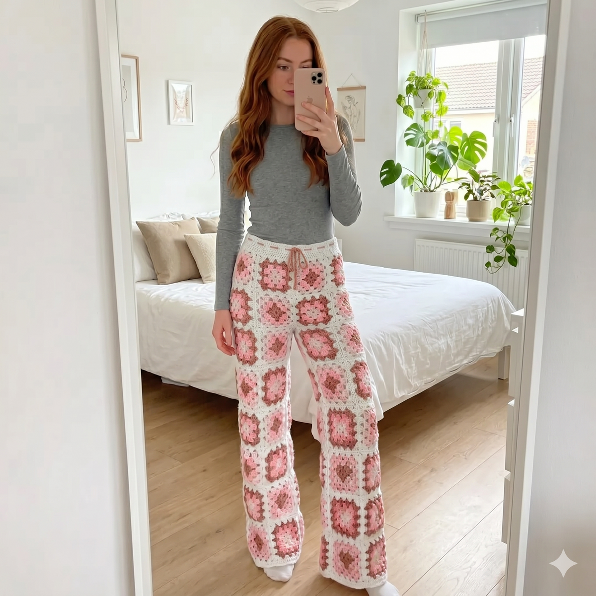 Crochet Granny Square Pants Pattern PDF | Boho High Waist Crochet Pants | Granny Square Trousers DIY | Digital Download Pattern