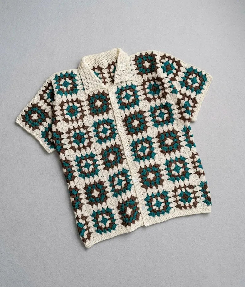 Granny Square Shirt Pattern PDF | Boho Summer Top, Easy DIY for Beginners, Handmade Clothing