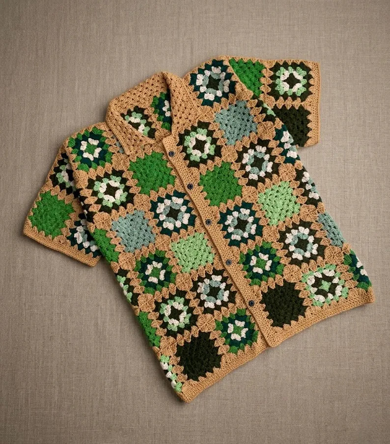 Granny Square Shirt Pattern PDF | Boho Summer Top, Easy DIY for Beginners, Handmade Clothing